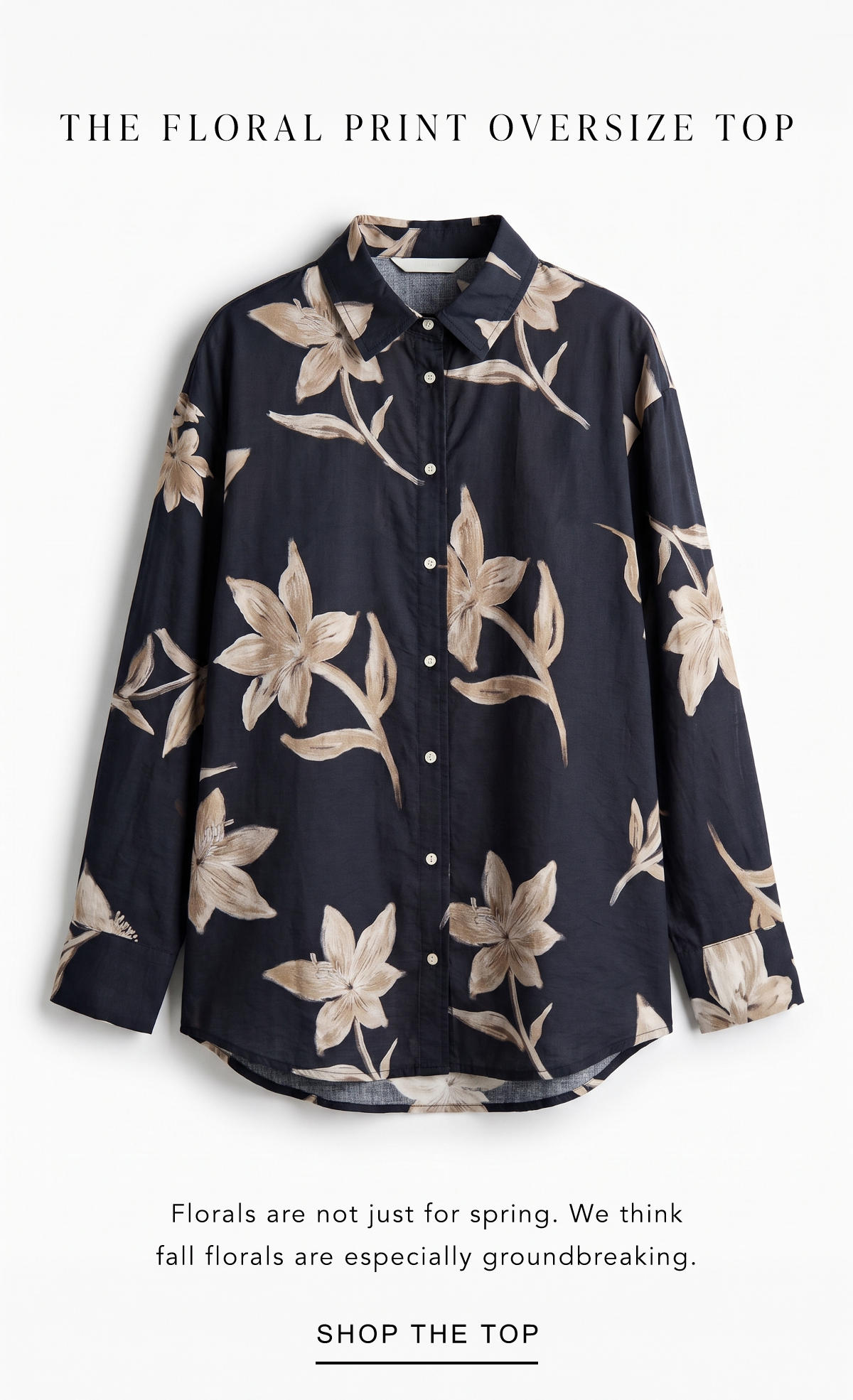 Floral Print Collar Neck Long Sleeve Oversized Shirt