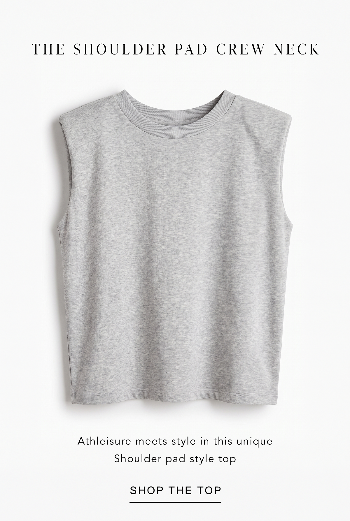 Sleeveless Shoulder Pad Crew Neck Top