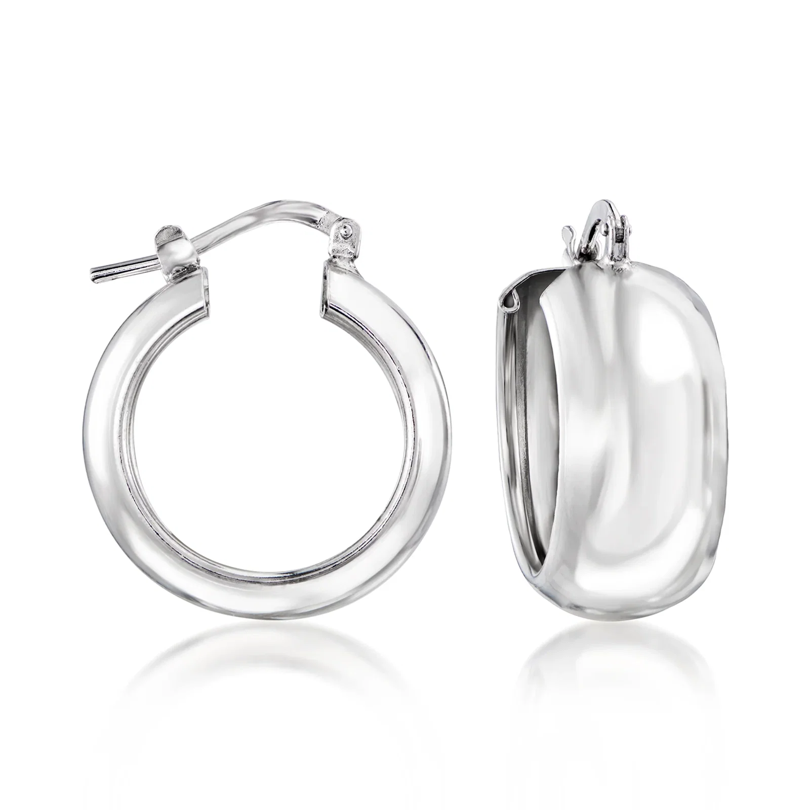 Image of Italian Sterling Silver Hoop Earrings. 7/8"