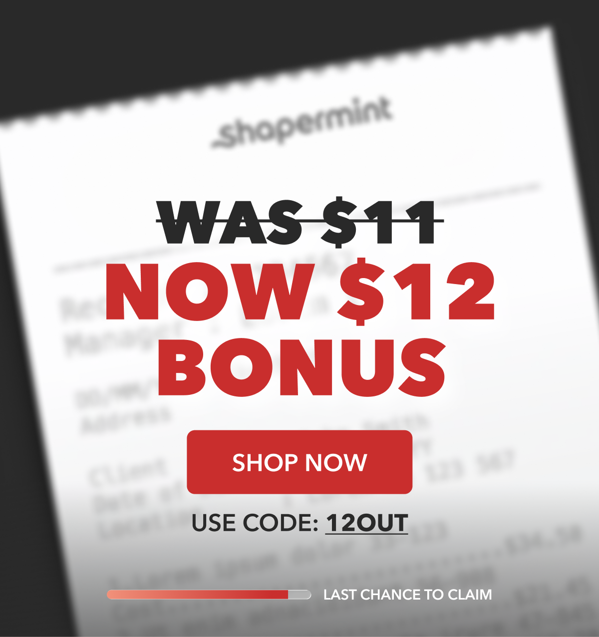 YOU WAS $11 NOW $12 CREDITS