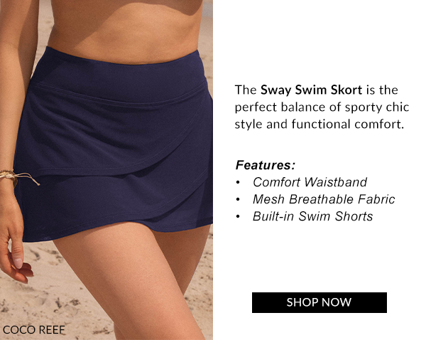 Shop Coco Reef Sway Mesh Layer Swim Skort - Classic Solids