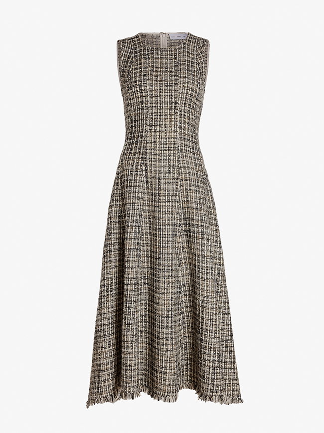 Beatrix Dress in Tweed in Black/White