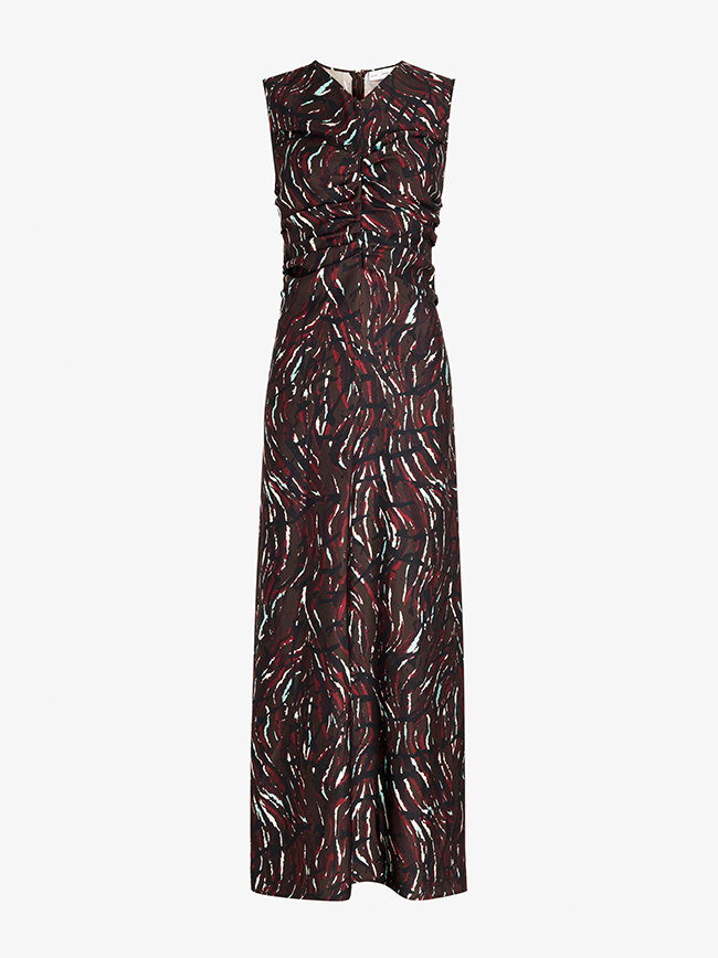 Clem Dress in Printed Soft Twill in Coffee Multi