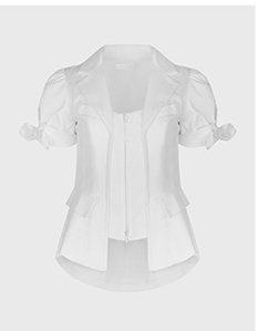 White Structured Top with Bow Detail