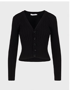 Black Long Sleeve V-Neck Cardigan