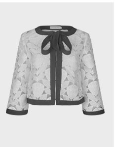 White Sheer Designer Shirt with Embroidered Rosettes