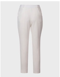 White Straight Leg Ankle-Length Pant With Side Pockets