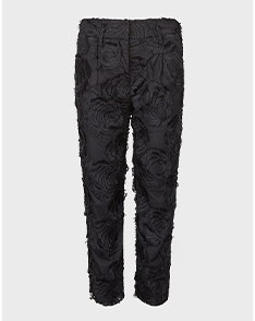 Black Cigarette Pant with Embroidered Rosettes