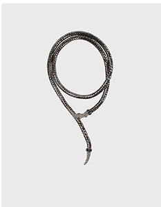 Black Metal Serpent Rope Belt With Crystal Embellishments