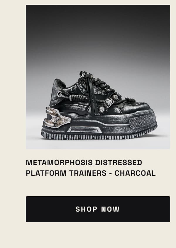 Metamorphosis Distressed Platform Trainers - Charcoal