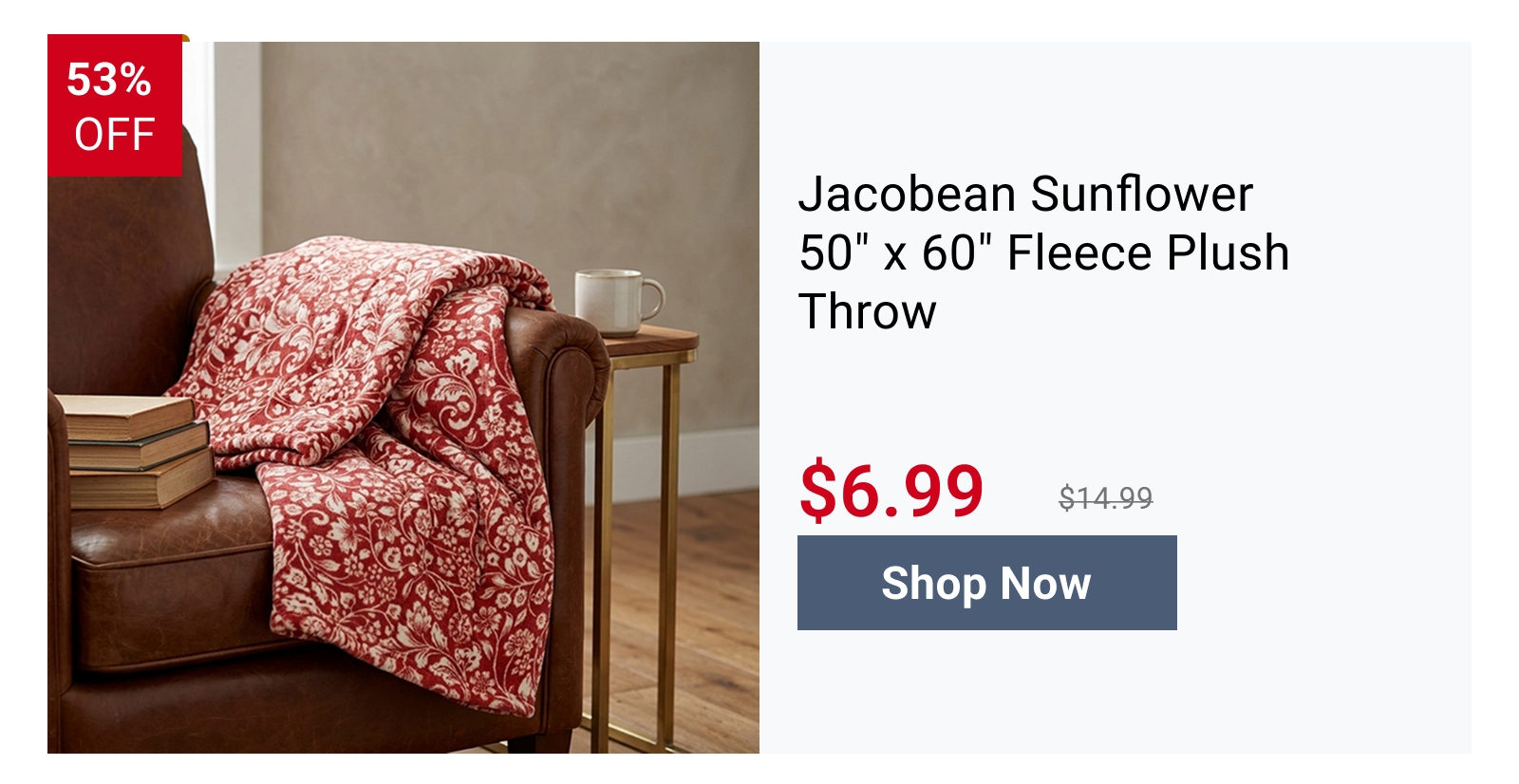 Jacobean Sunflower 50" x 60" Fleece Plush Throw