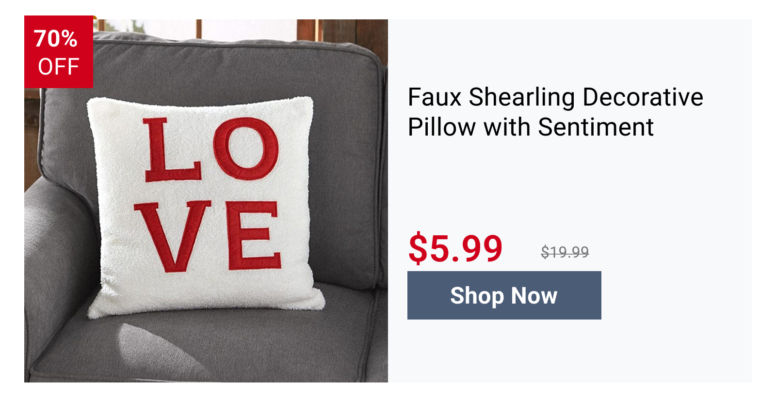 Faux Shearling Decorative Pillow with Sentiment