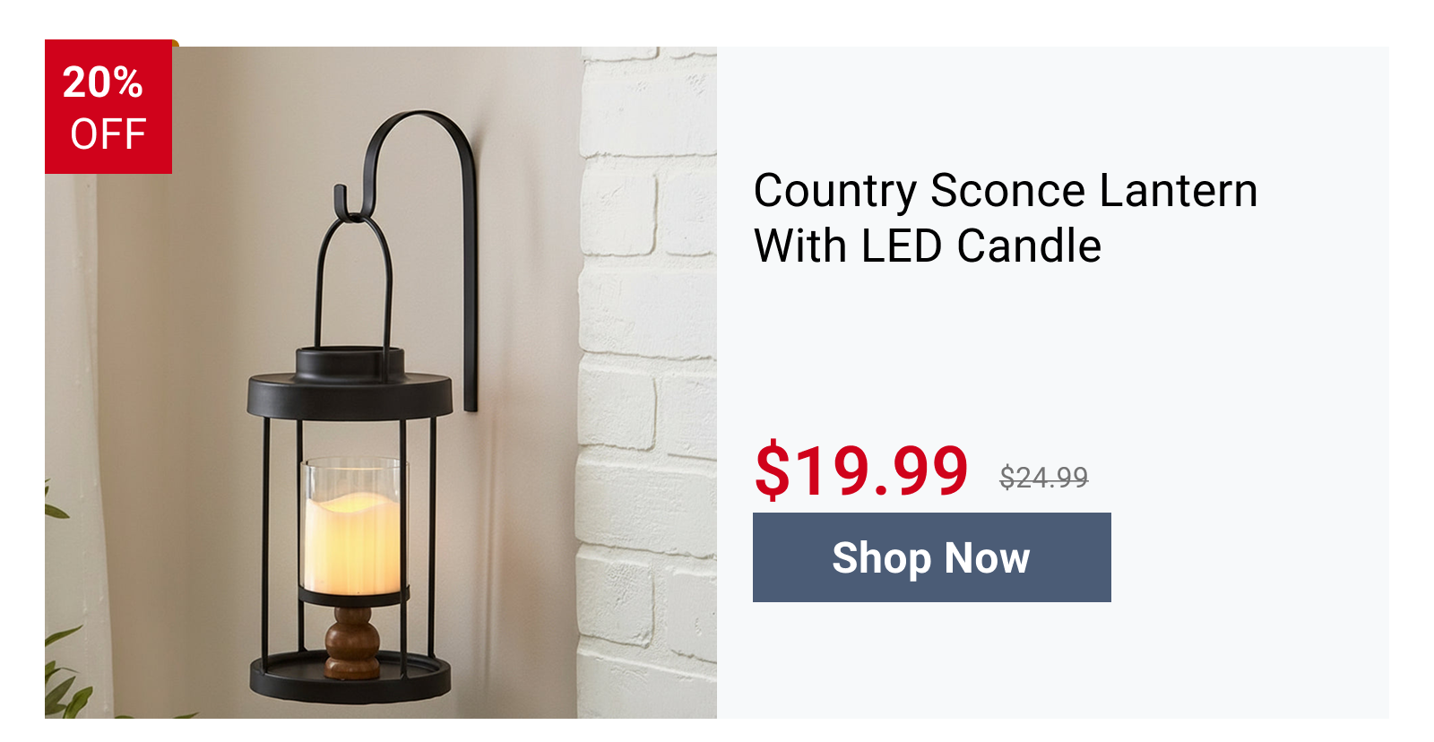 Country Sconce Lantern With LED Candle