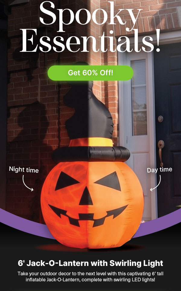 6' Jack-O-Lantern with Swirling Light