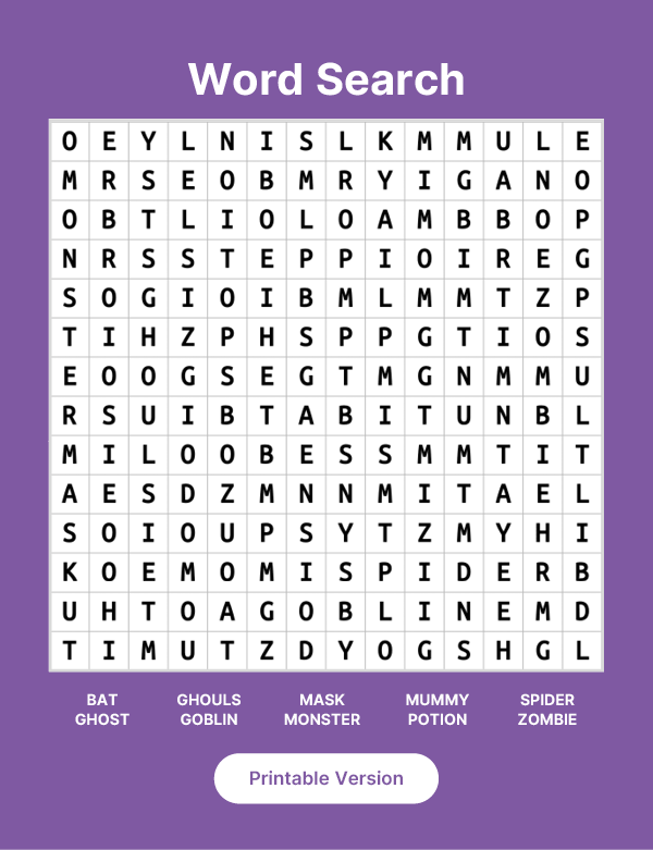Halloween Word Search