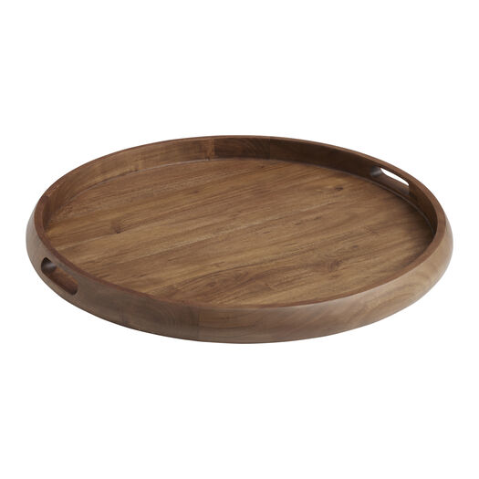 Colette Round Wood Ottoman Tray