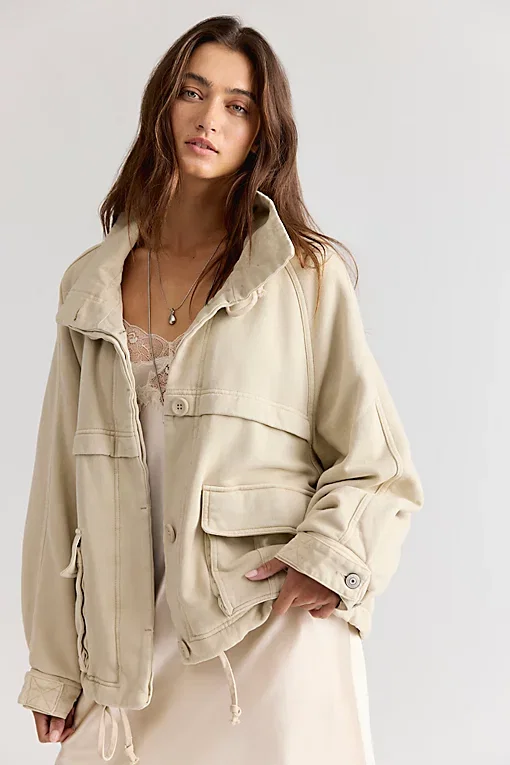 Jojo Washed Oversized Funnel Neck Jacket