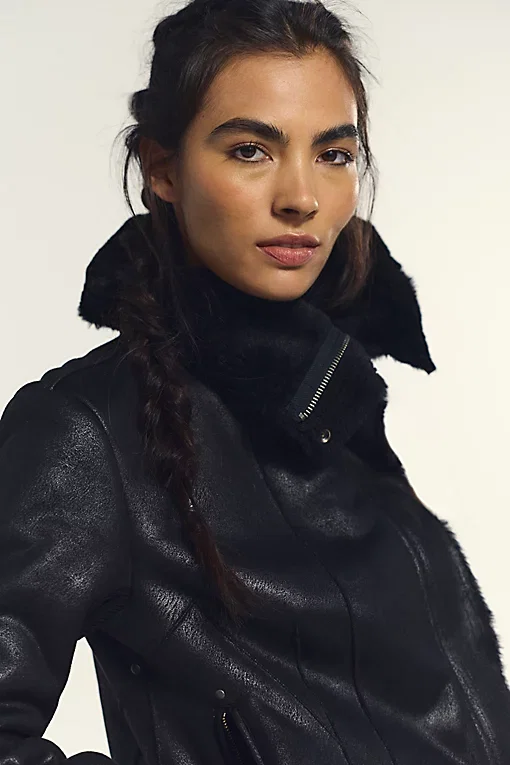 We The Free Fourline Shearling Aviator Jacket