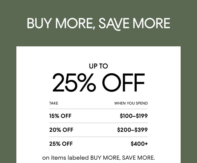 Buy More, Save More up to 25% Off
