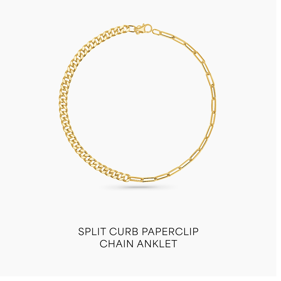 Split Curb Paperclip Chain Anklet