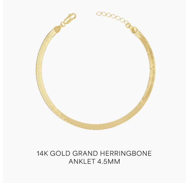 14K Gold Grand Herringbone Anklet 4.5mm