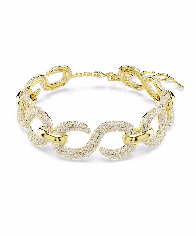 Dextera choker, Round cut, White, 18K gold finish