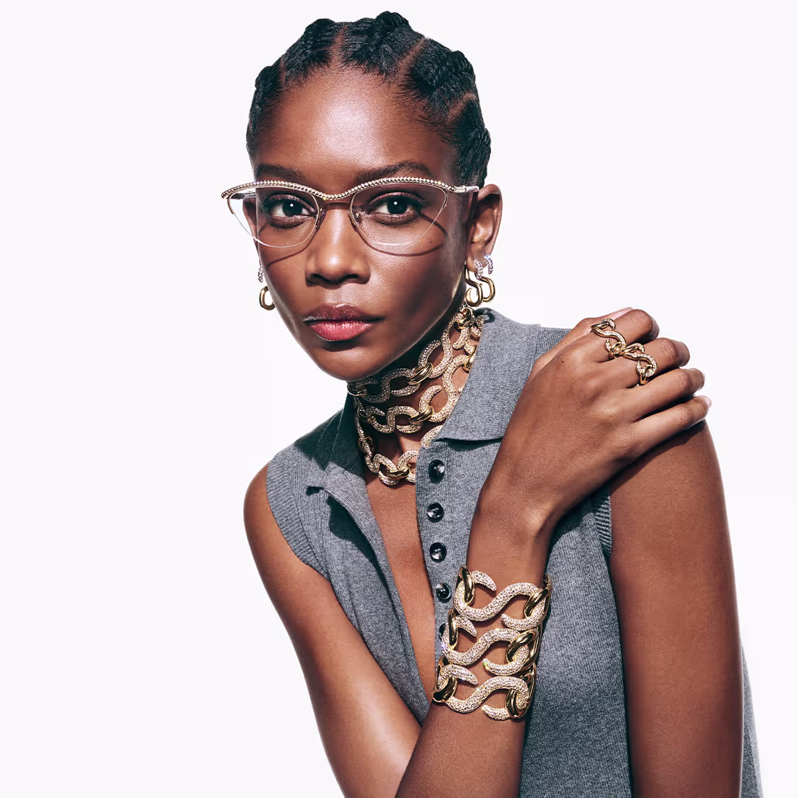 Model wearing Swarovski Dextera jewelry