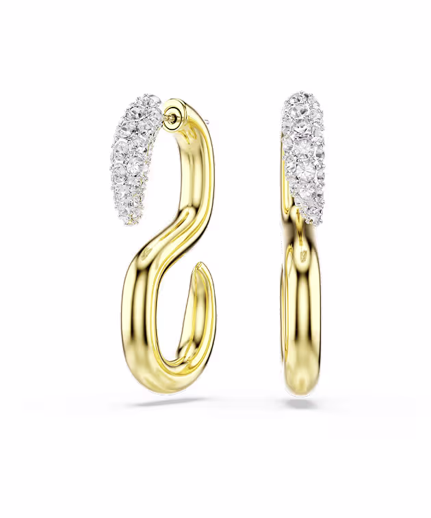Dextera earrings, Round cut, White, Mixed metal finish