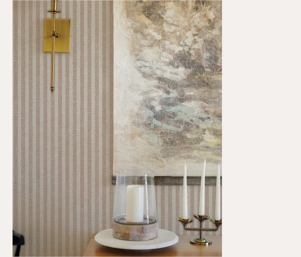 Image of Tempaper's Charles Street Stripe wallpaper by Jeremiah Brent installed in a dining room