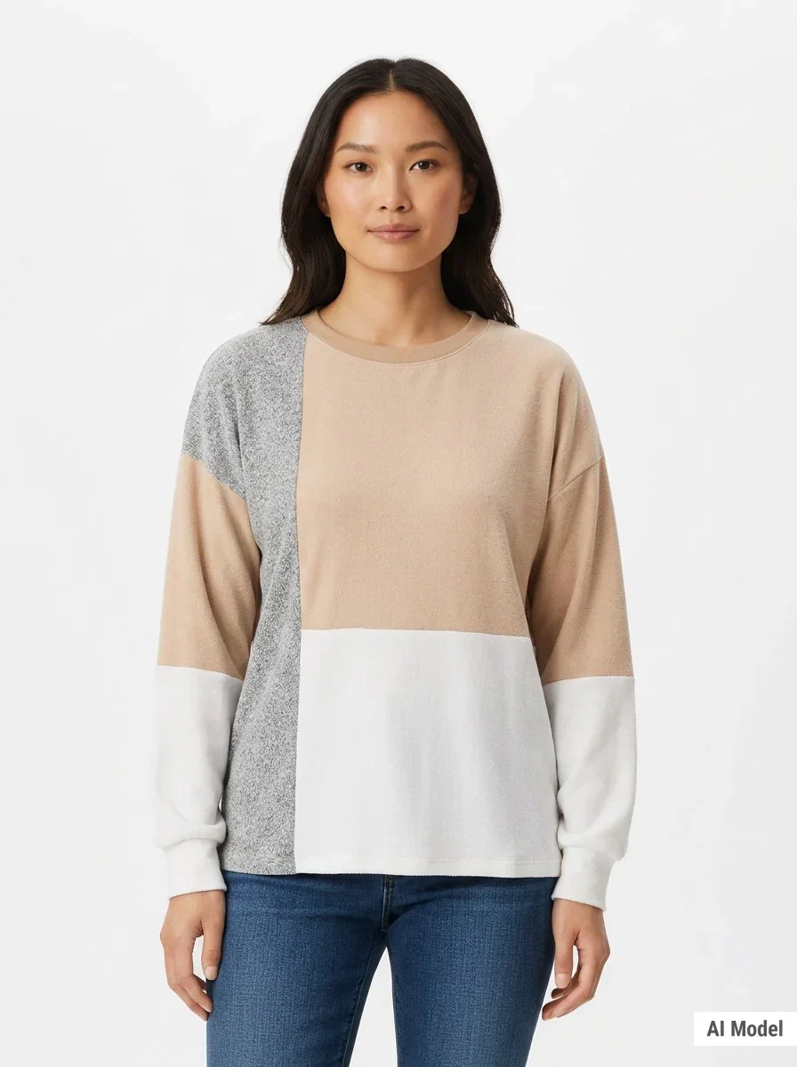 Image of Long Sleeve Colorblock Pullover Top