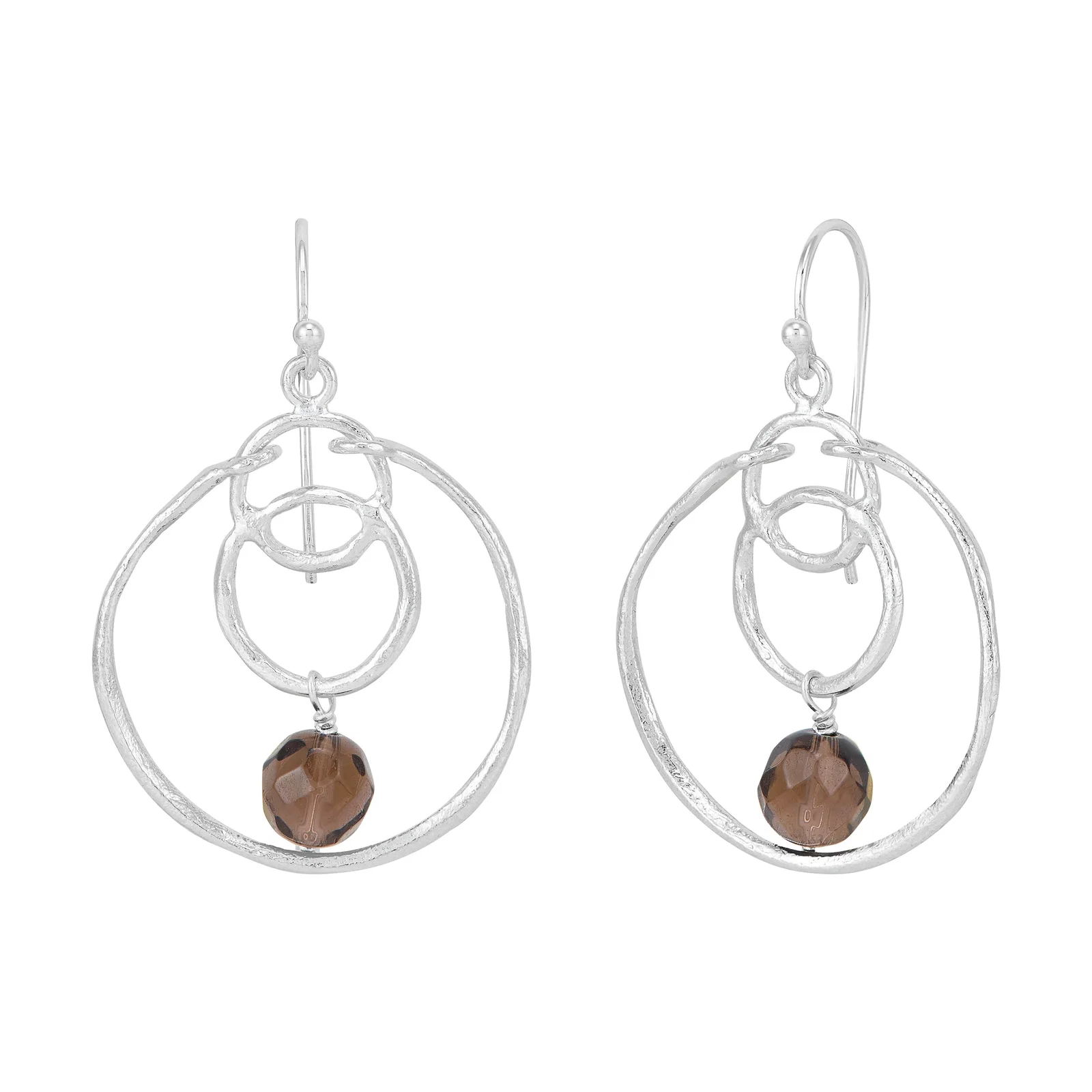 Golden Aura Drop Earrings, Smoky Quartz