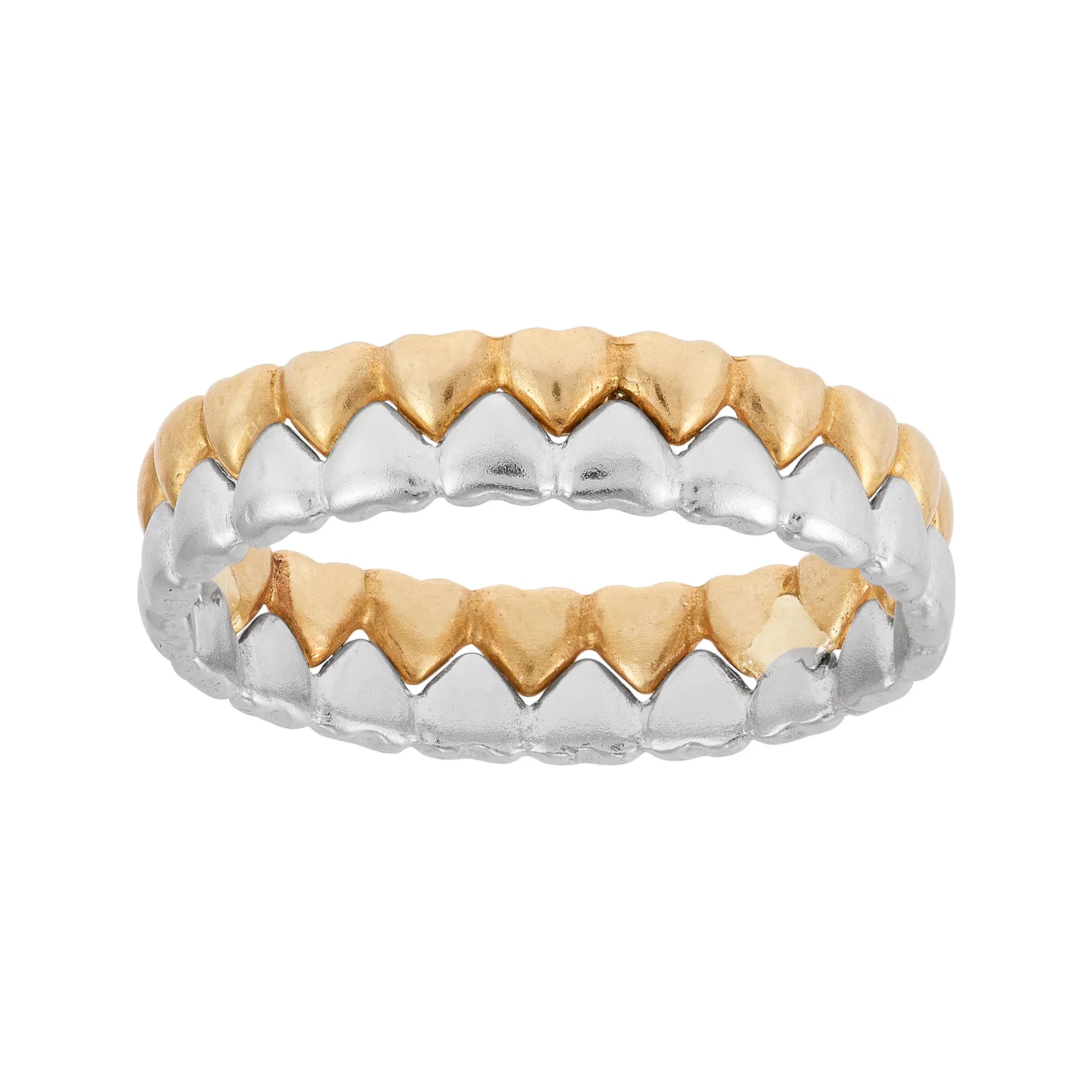 Heart Line Band Ring, Two-Tone