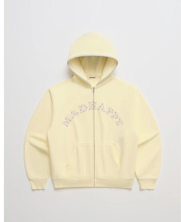 Ditsy Cooper Fleece Zip Up - Coconut Cream