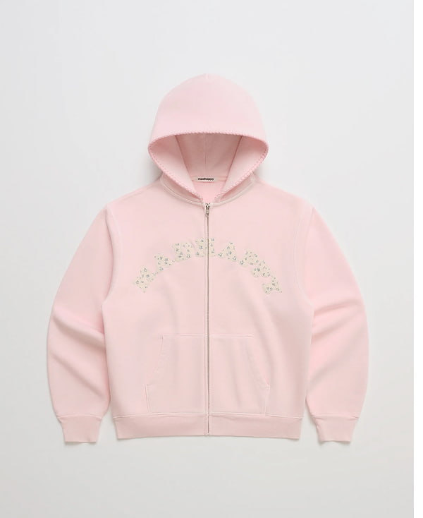 Ditsy Cooper Fleece Zip Up - Cotton Rose