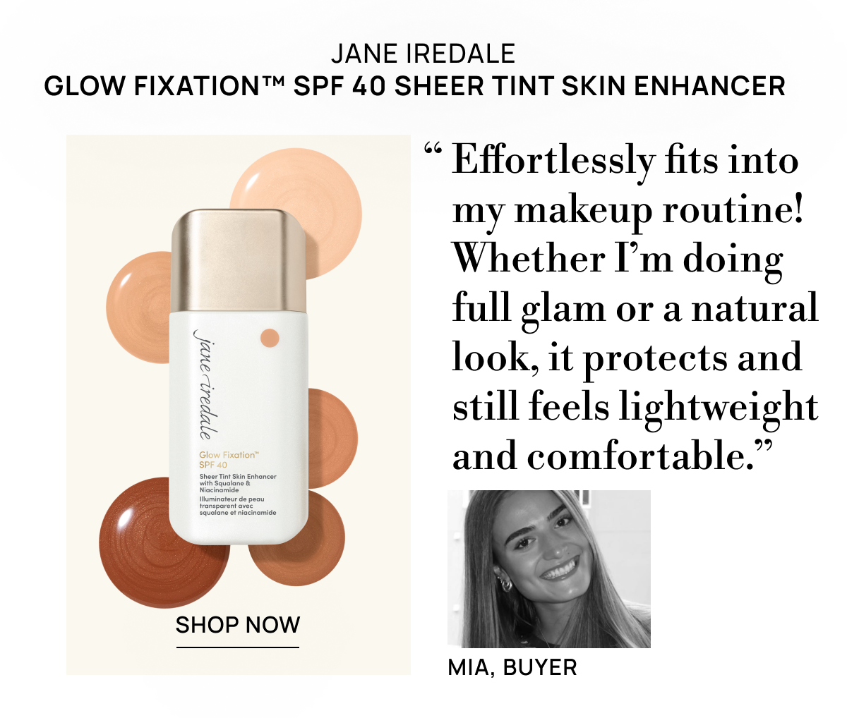 jane iredale Glow Fixation SPF 40 Sheer Tint Skin Enhancer with Squalane & Niacinamide (Various Shades)