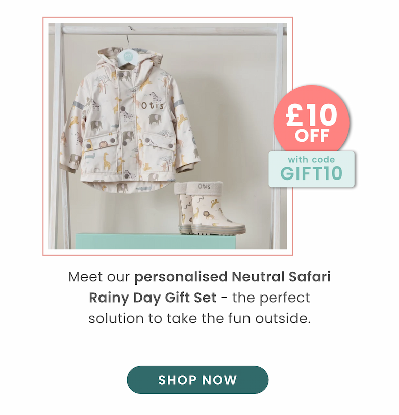 Personalised Neutral Safari Rainy Day Gift Set