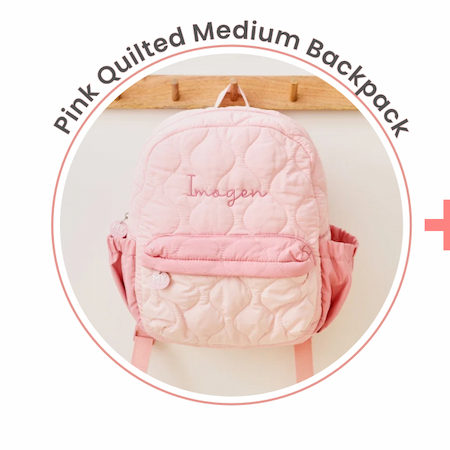 Personalised Pink Quilted Medium Backpack