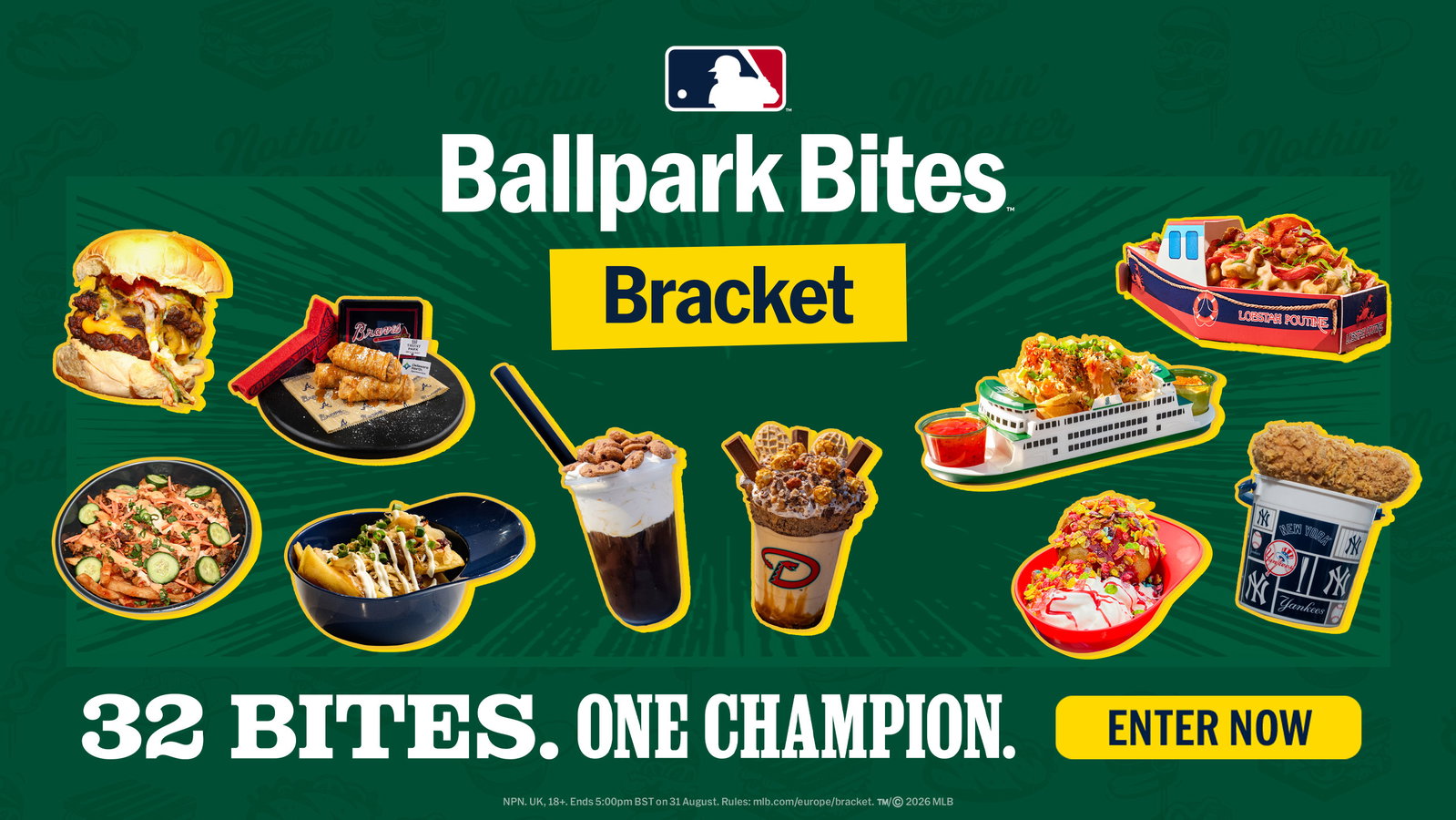 Images of MLB concession items from the Ballpark Bites Bracket