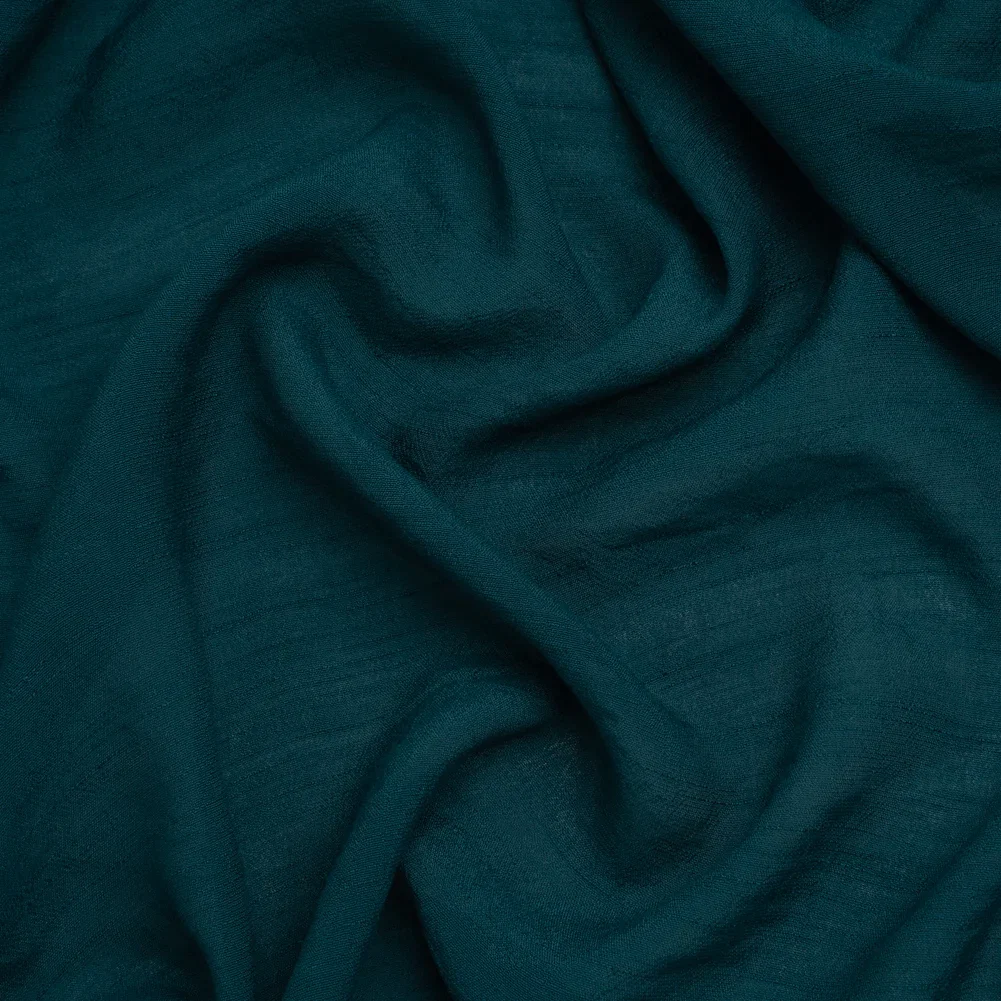 Image of Textured Polyester and Rayon Gauzy Woven - Teal - Designer Deadstock