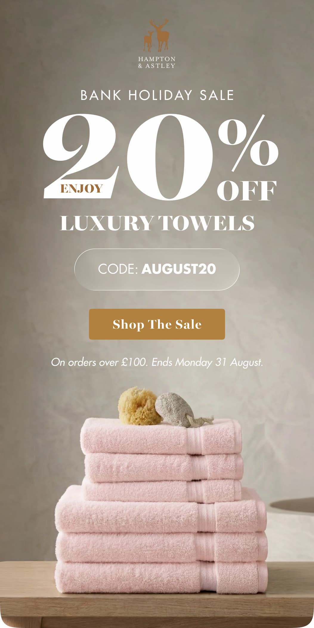 ENJOY 20% OFF LUXURY TOWELS