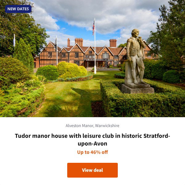 Tudor manor house with leisure club in historic Stratford-upon-Avon