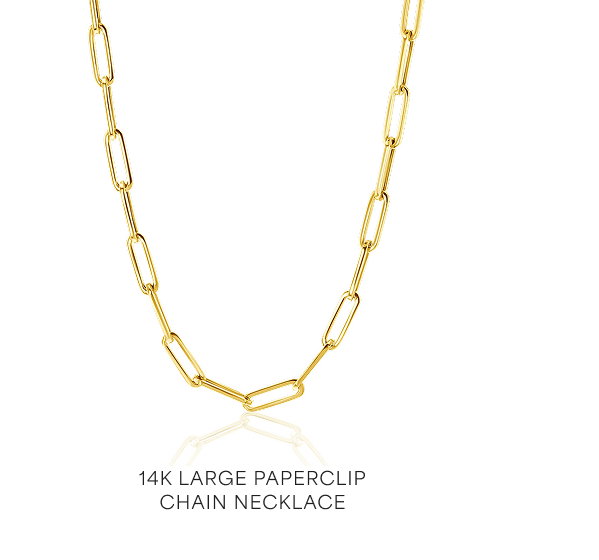 14K Large Paperclip Chain Necklace