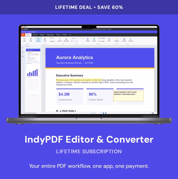 IndyPDF Editor & Converter: Lifetime Subscription