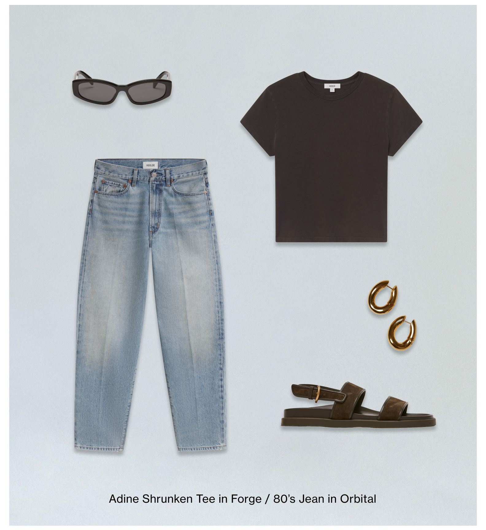 Adine Shrunken Tee in Forge / 80's Jean in Orbital