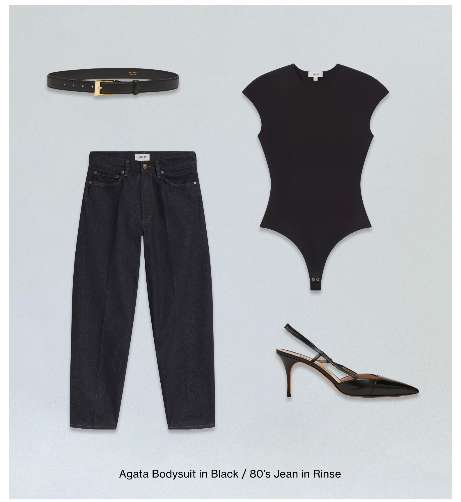 Agata Bodysuit in Black / 80's Jean in Rinse