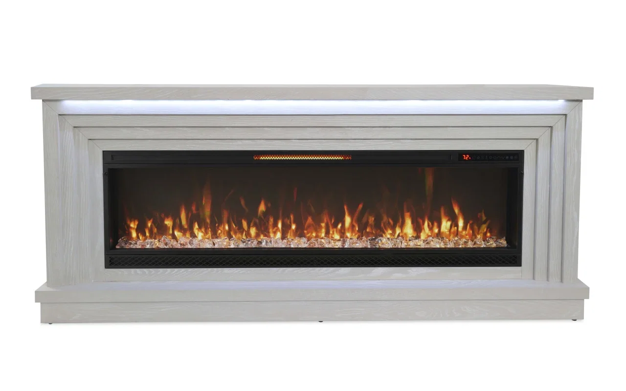 Infinity 77'' White Fully Assembled Electric Fireplace & TV Stand