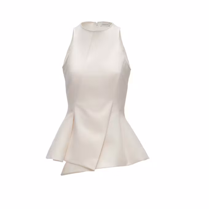 Asymmetric Wool-Blend Peplum Top