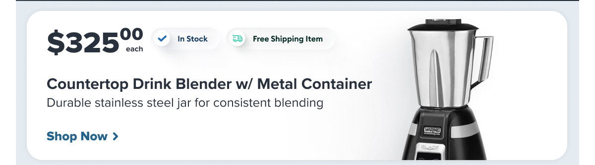 Waring Countertop Drink Blender w/ Metal Container