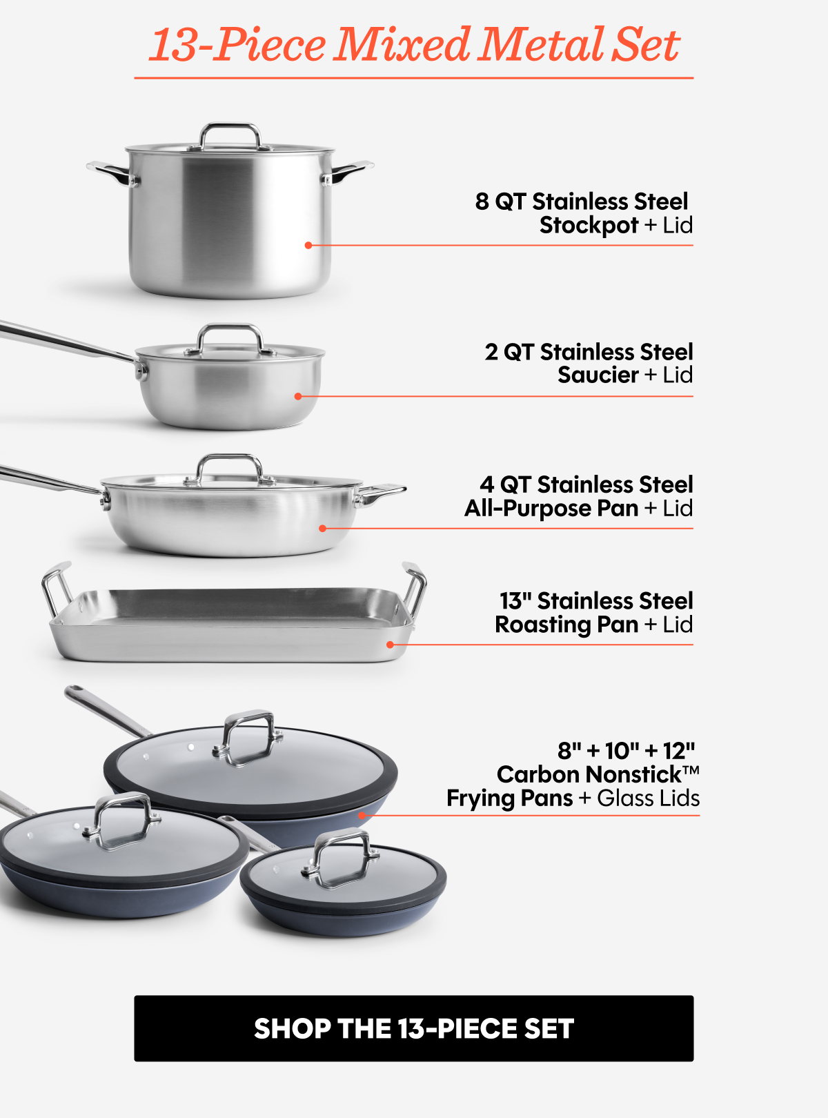 13-Piece Mixed Metal Set