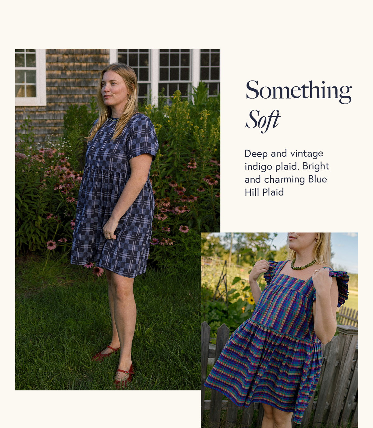 Deep and vintage indigo plaid. Bright and charming Blue Hill Plaid